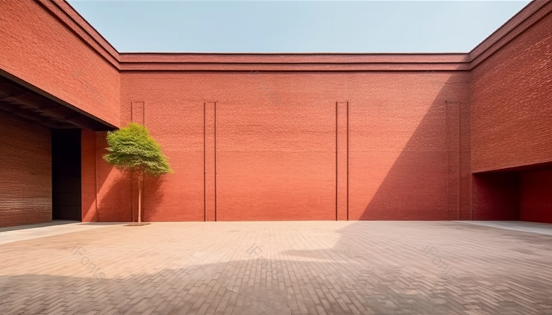 红砖美术馆现代艺术墙体设计摄影,高清,摄影图,摄影图片,图片大全,摄影图免费下载